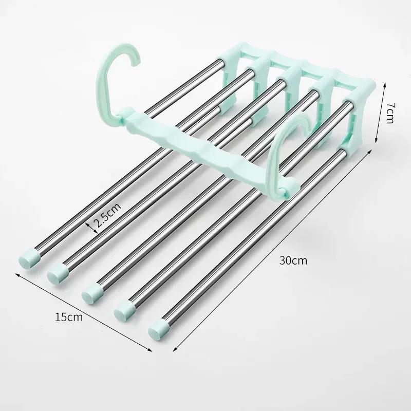 5 In 1 Multilayer Trouser Rack Retractable Stainless Steel Folding Pant Rack Baby Hanging Towel Drying Racks Closet Organizer
