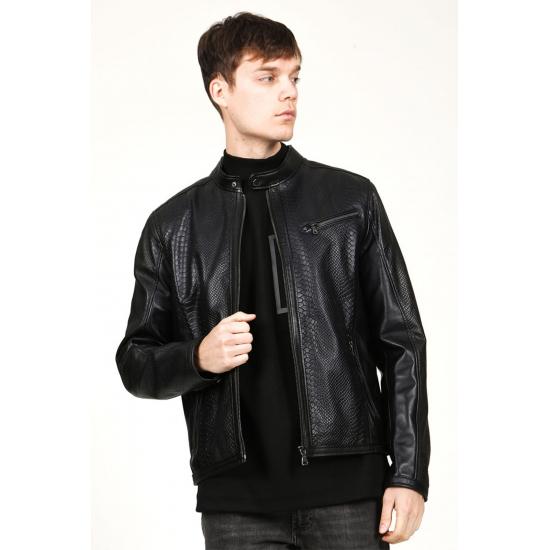 

Мужское пальто Slim Fit мужское черное пальто Brg из натуральной кожи Croko