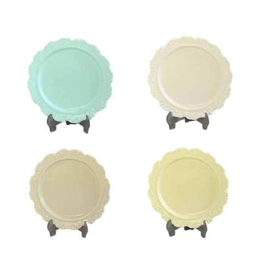 3 Pcs 1/6 1/12 Scale Miniature Dish Plates Alloy Dollhouse Kitchen Accessories Vintage Tiny Tableware for DIY Crafts Pretend Play