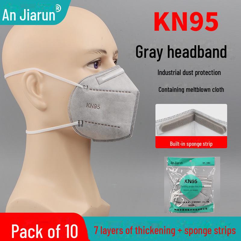 KN95 Activated Carbon Mask with Breathing Valve & 7-Layer Protection, Thickened with Sponge Strips, Head-Mounted.