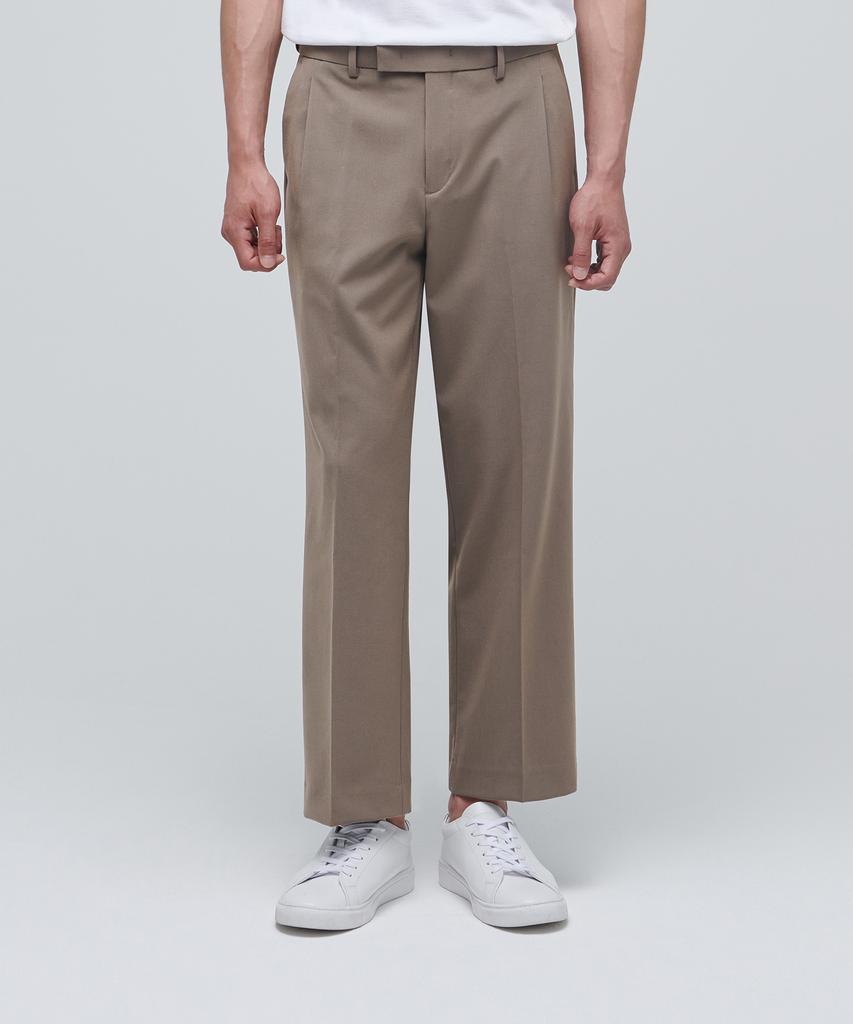 Musinsa Standard Lightweight Wide Hidden Banding Crop Slacks [Dusty Beige]