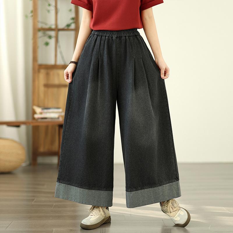 DIMANAF 2025 New Summer Basic Vintage Jeans Harem Pants Casual Elastic Women Loose Denim Trousers Wide Leg Pants