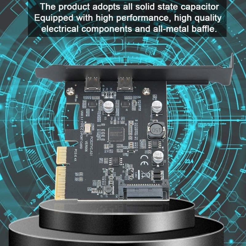 2-Port Type-C PCI-E pansion Card PCI-Express 4X to USB 3.2 Gen  Adapter 10Gbps Fast Transfer