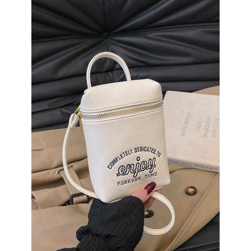 

Fashion pu leather bag small bag spring and summer new embroidered mobile phone bag shoulder bag messenger bag women s bag білий