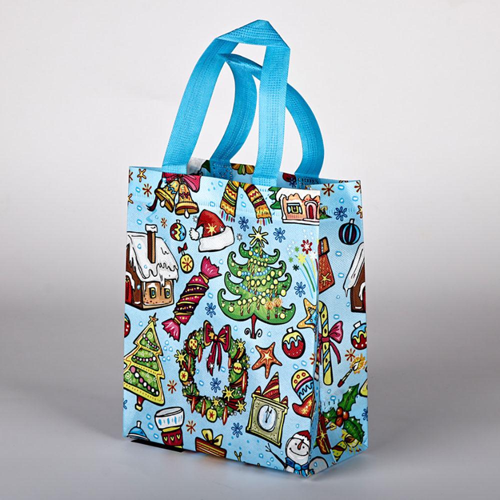 Christmas Gift Bag Non-Woven Candy Gift Packaging Non-Woven Holiday Bag Printed Snowman Tote Bag For New Year Christmas Gift