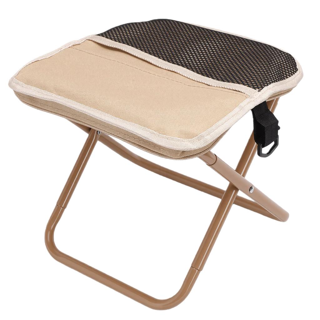 Small Portable Stool Oxford Cloth Steel Handbag Style Pocket Foldable Stool for Camping Travel Fishing Hiking Khaki