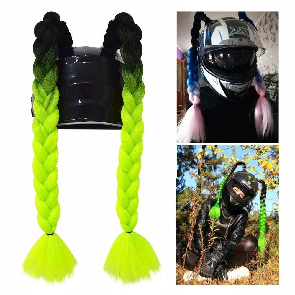 With Sucker Motorcycle Helmet Braids Colorul Twist Dual Pigtail  For Motorbike Helmets