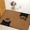 Funny Cat Welcome & Farewell Doormat - & Brown Cat Face Design with "Hi" & "Goodbye" Text, Durable Indoor/Outdoor Mat