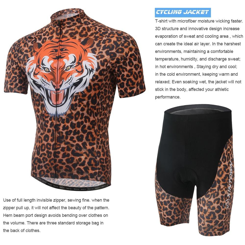 Summer Riding Bicycle Cycling Clothing Set Leopard with Tiger Print Sport Jerseys Bicycle Clothes