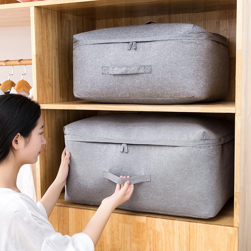 Grey Thickened Large Capacity Clothes Storage Bag Home Wardrobe Moisture-proof Organizer Portable Moving Luggage Packing Bag
