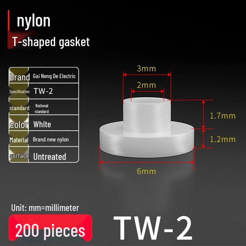 T-shaped Nylon Gasket Ring Screw Shaft Sleeve, Round Concave-Convex Insulation Pad, M2-M35