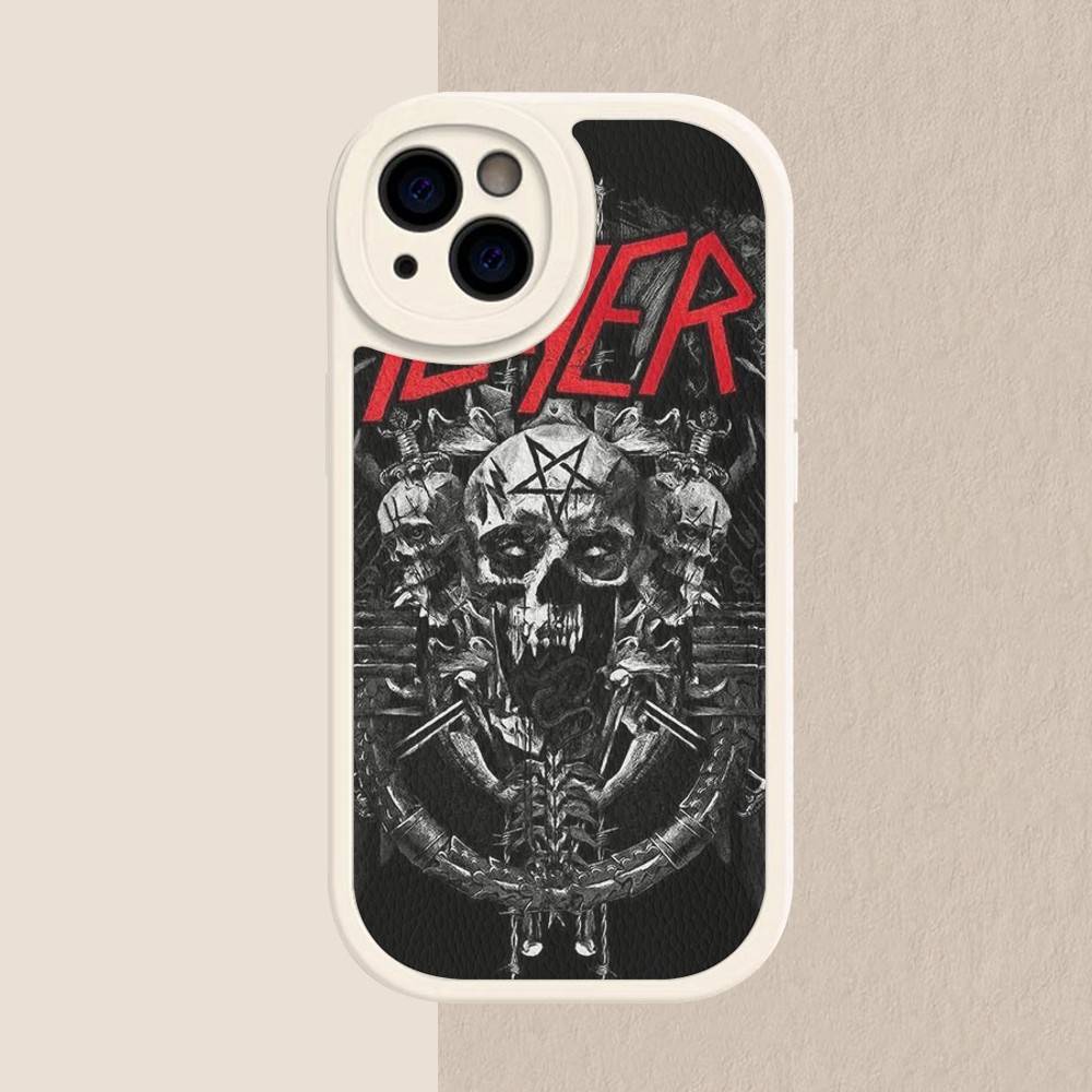 1pc Heavy Metal S-slayer Band Phone Case Hard Leather For IPhone 16 15 14 13 12 Mini 11 14 Pro Max Xs X Xr 7 8 Plus Fundas