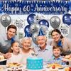 Blue Silver 60th Wedding Anniversary Decorations for Men Women Blue Silver Happy 60th Anniversary Banner and 18Pcs Balloons for 60 Years Wedding