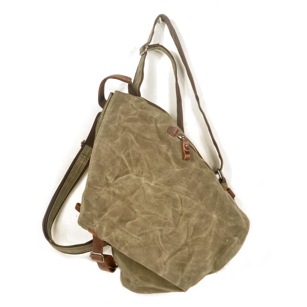 Herren Retro Militärstil Wasserdichter Canvas Rucksack, Großes Fassungsvermögen für Outdoor-Reisen und Bergsteigen
