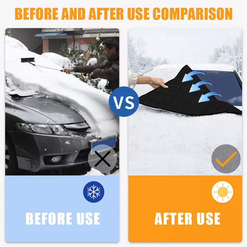 Car Winter Snow Cover Front Windshield Sunshade Antifreeze Multi-layer Thickening Half Snow Cover Cotton Car Cover And Wate H3U8