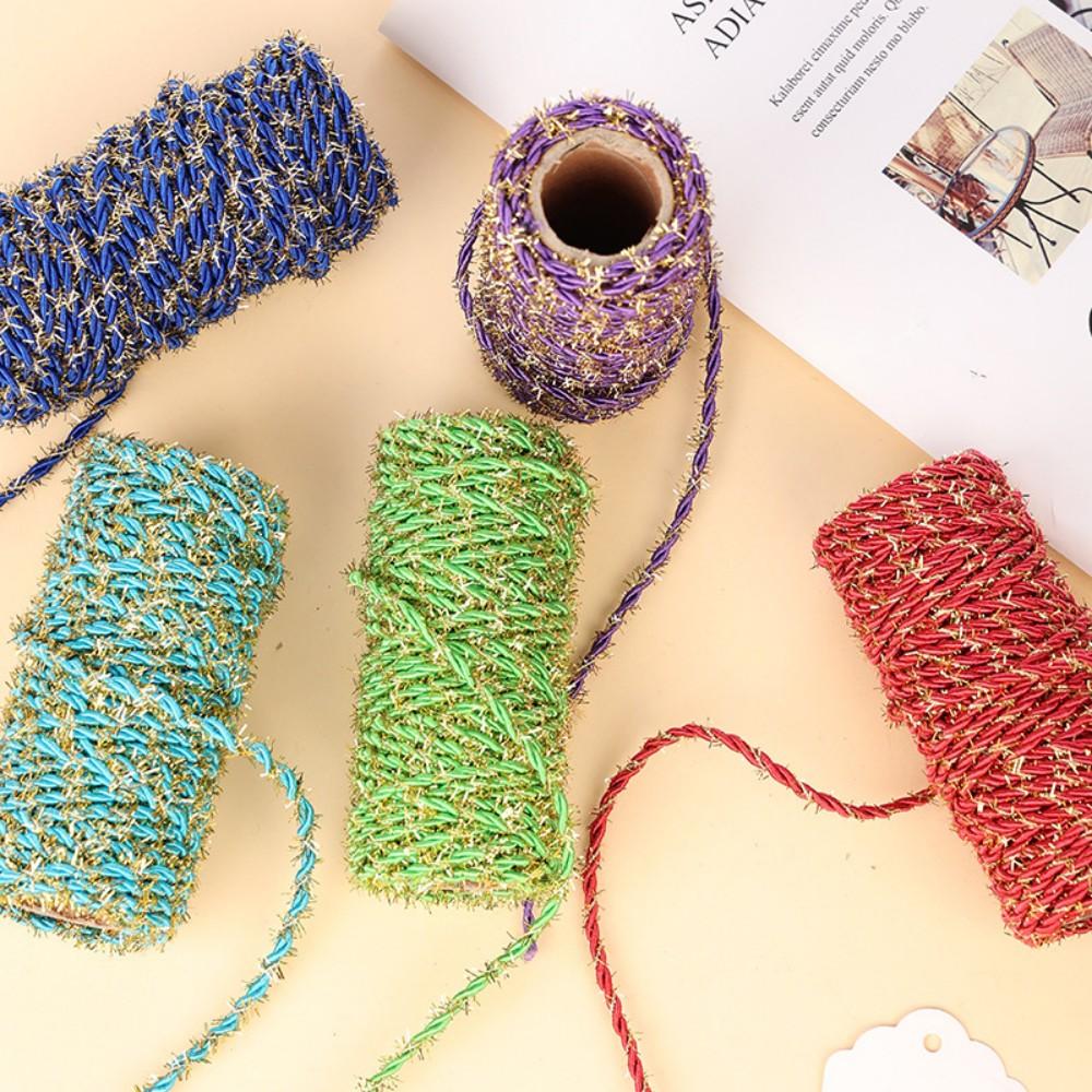 2.5mmx15m Glitter Metallic Braided Cord - 2-Ply Sparkle Rope for Gift Wrapping, Jewelry Making, Clothing Accessories & Craft DIY