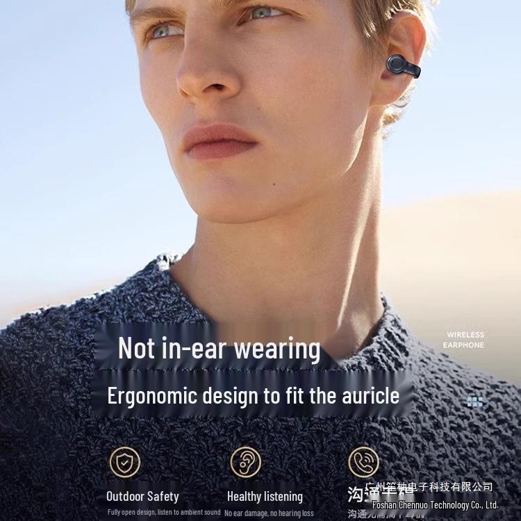Universal Wireless Bluetooth Bone Conduction Earbuds - Clip-on, Non-In-Ear Design with Extended Battery Life for Sports