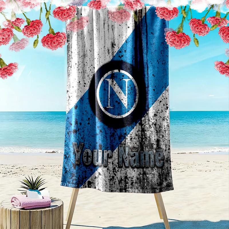Name Custom SSC Napoli Logo Print Beach Towel, Large Soft Quick Dry Towel for Beach Camping Swimming