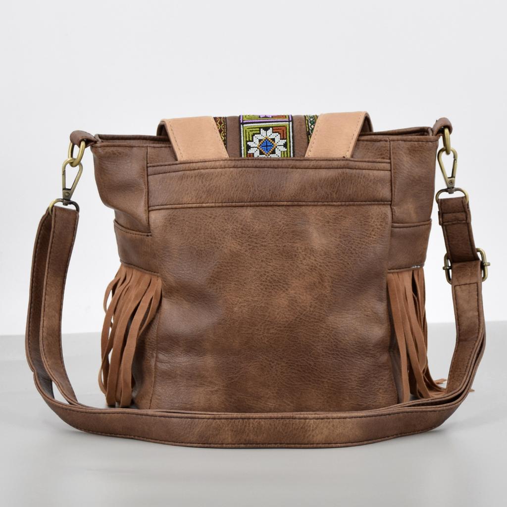 Vintage Torby na ramię z frędzlami dla kobiet Torby hobo z chwostami Duża torebka crossbody PU skóra Saszetka crossbody Damskie haftowane patchworkowe torby crossbody