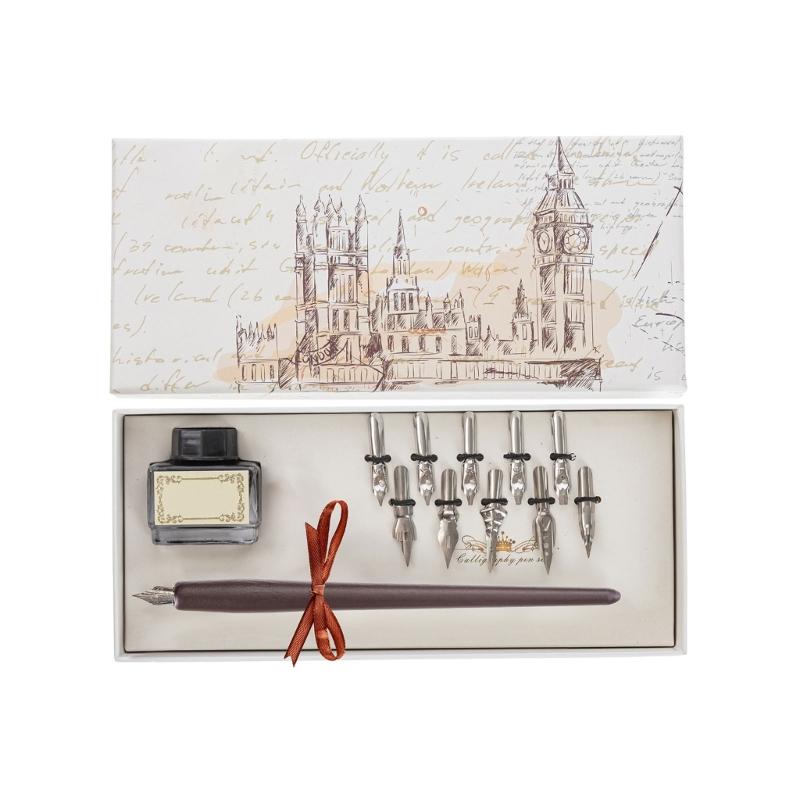Dip Pen Holder with Nibs English Calligraphy Dip Pen Point Holder Oblique Pen Nib Holder for Drawing Writing Shading