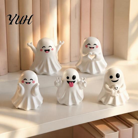 Thanksgiving Gift for Friends Halloween Cute Ghost Figurine, Mini Cartoon Statue, Little Spooky Kawaii Fall Home Decoration Desktop Ornament