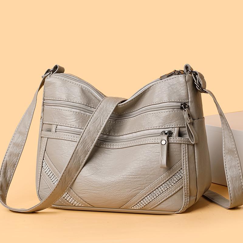 New Fashion Women's Bag Multi-layer Mother-in-law Bag Retro Large-capacity Shoulder Messenger Bag