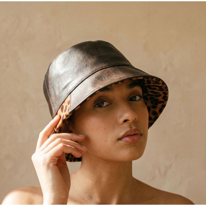 Vintage Niche Leopard Print Bucket Hat Women Fashion Casual Winter Autumn Hat