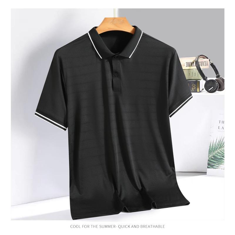 

Mens Casual Solid Color Short Sleeve Polo Shirt M чорний