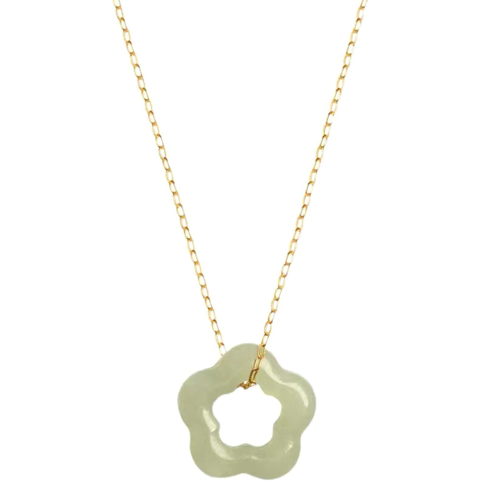 

Natural Jade Necklace Hollow Carved Flower Shaped Pendant Necklace Dainty Choker Fashion Charm Necklace Chinese Jewelry
