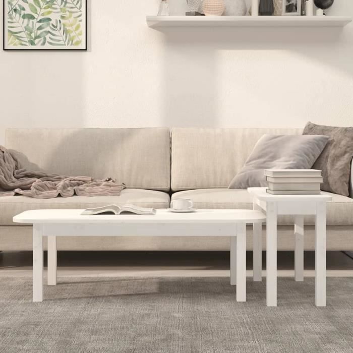 VidaXL Ensemble de tables basses 2 pcs Blanc Bois massif de pin 822363