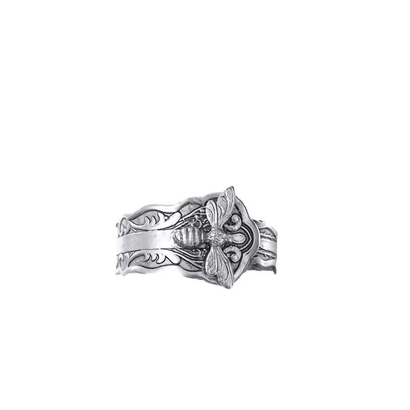 Retro Ring, Bee Insect Animal Series Ring, Wide Version Personalized Smear Ring