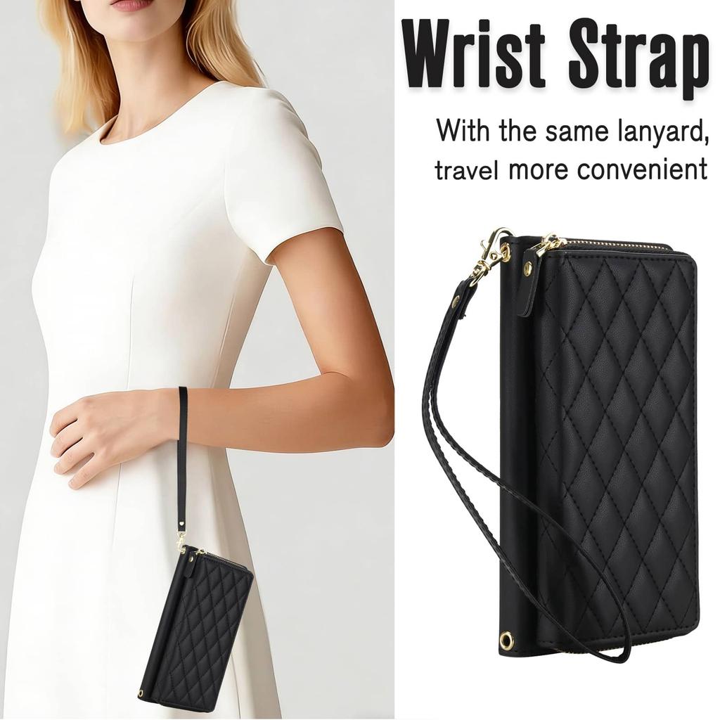 Crossbody Wallet Case for Google Pixel 10 9 Pro XL 9A 8A 8 Pro RFID Blocking Zipper Flip Cover Card Holder Kickstand Purse
