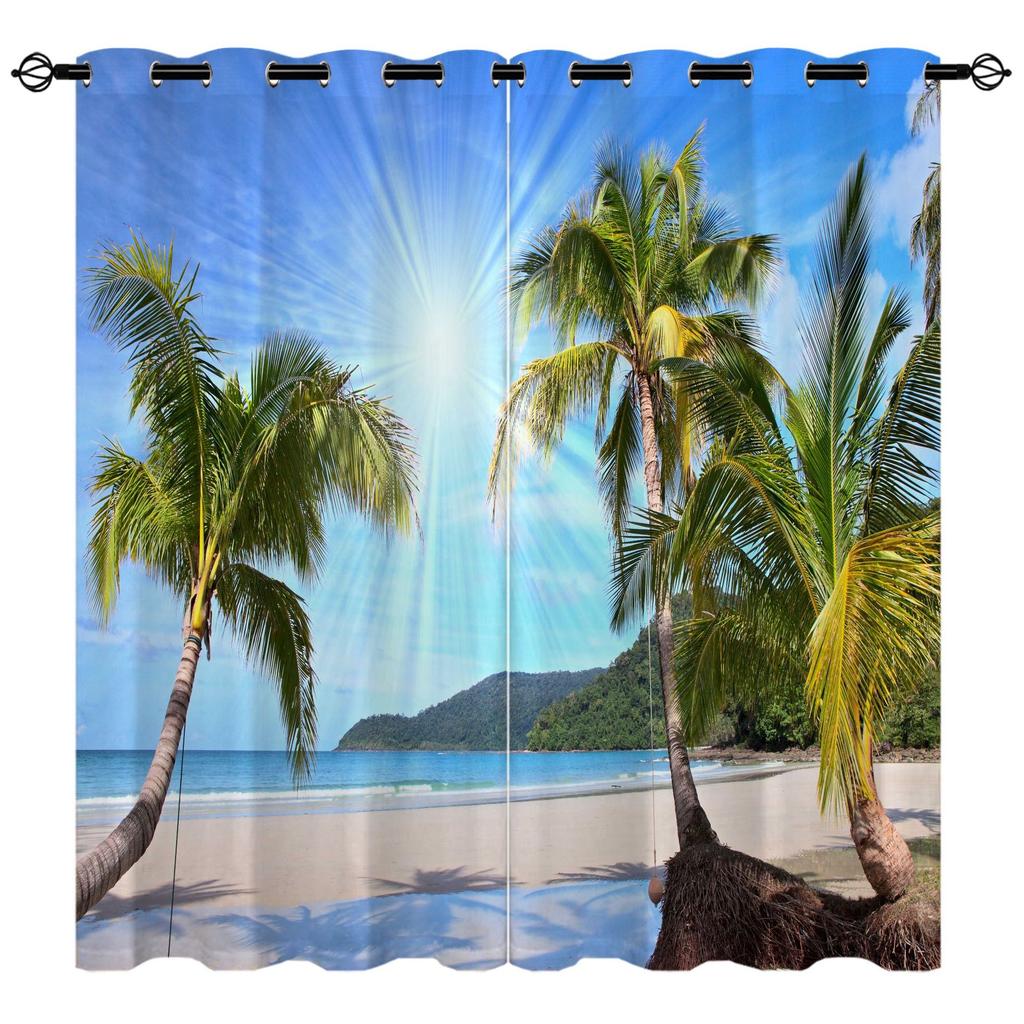 Beach Seaview Series 8 Digital Printing High Density Blackout Curtains