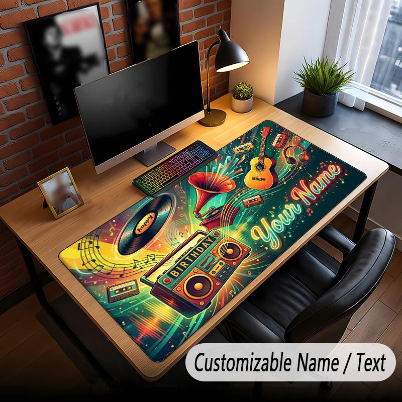 Music General Theme Custom Mouse Pad Personalized With Name Text Customized Desk Mat For Office Home Decor