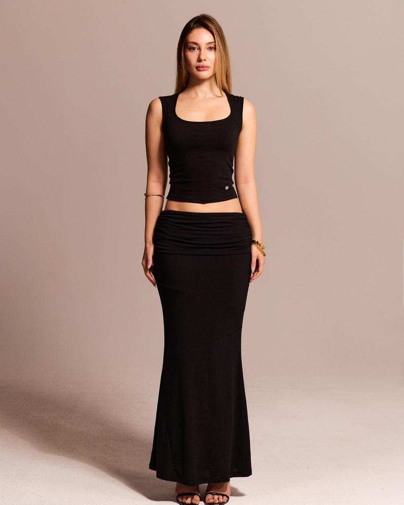 Kulsiseu Cs Folding Mermaid Skirt-073 (Black)