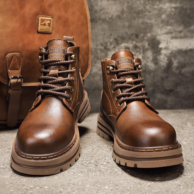 Fashion Luxury Brand Men's Lace-Up Shoes Winter Classic Mens High Top Boots Man Korean Version Casual Shoes Male Leather Fashion Boots