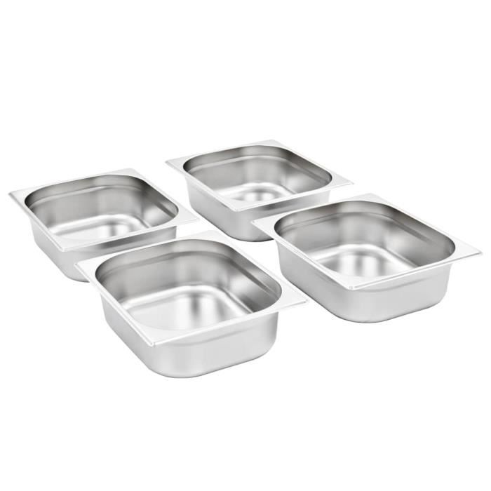VidaXL Récipients Gastronorm 4 pcs GN 1/2 100 mm Acier inoxydable