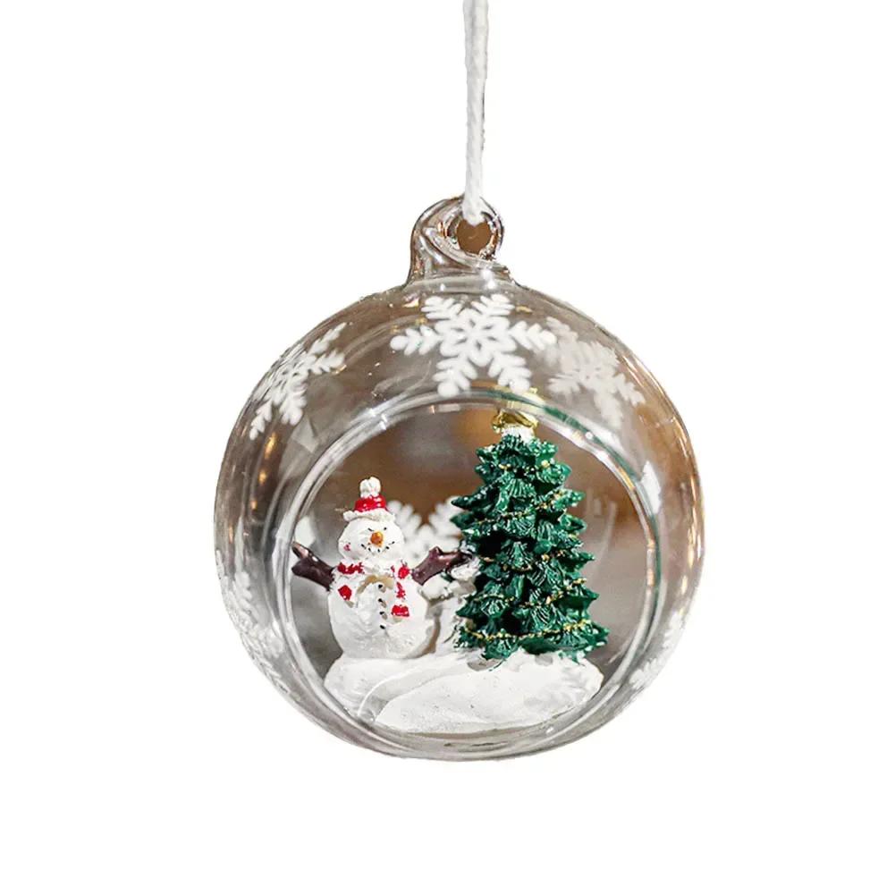 Weihnachtskugeln aus Glas Transparent Klein Anhänger Szenenkugel Weihnachtsschmuck Weihnachtsdekorationen Adornos De Navidad Zuhause