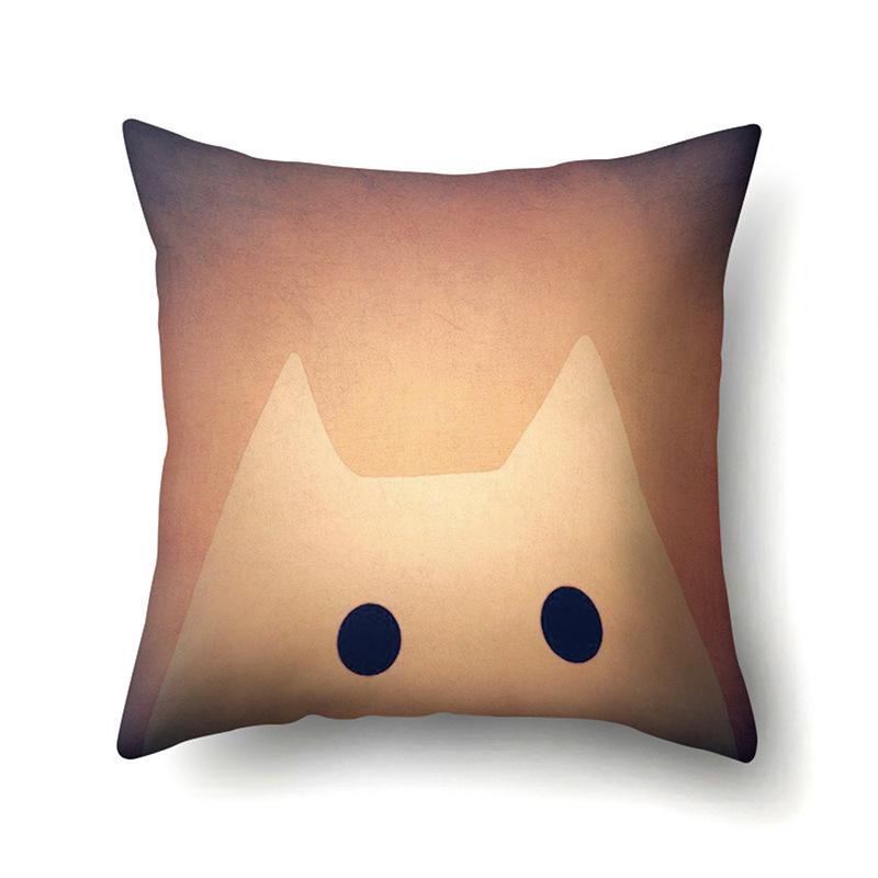 Polyester Pillowcase Cartoon Printed Animal Peach Leather Velvet Pillowcase Waist Cover Car Waist Cushion Cover