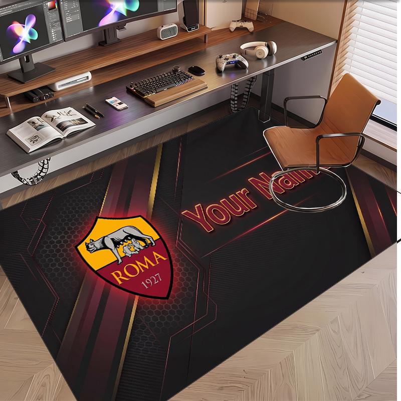 Personalized Crystal Velvet Carpet AS Roma FC Pattern Non Slip Floor Rug
