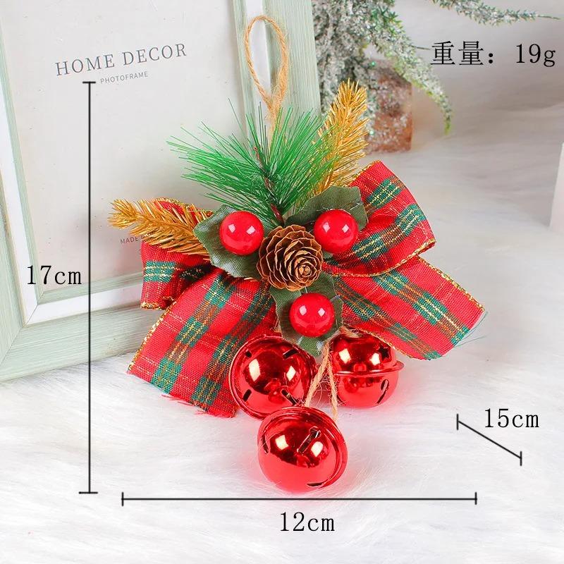 Christmas Decorative Bell Ornaments Bow Hanging Accessories DIY Festive Decor for Shopping Mall Window Display Party Supplies