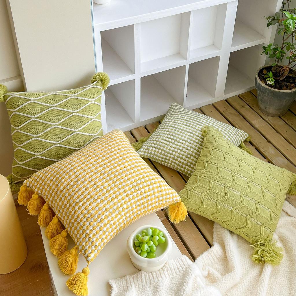 Knitted Pillow Cover Sofa Pillow Cushion Office Lumbar Pillow Home Pillow Cover