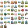 50/100Pcs PET Clear Cartoon Greenhouse Plant Theme Stickers for Vase Cup Window Fridge Storage Box Drawer File Holder Waterproof