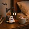 Warm Light Fireplace Decoration Halloween Hanging Ghost Night Resin Figurine, Vintage Farmhouse Glowing Tabletop Ornament, Decorative Shelf