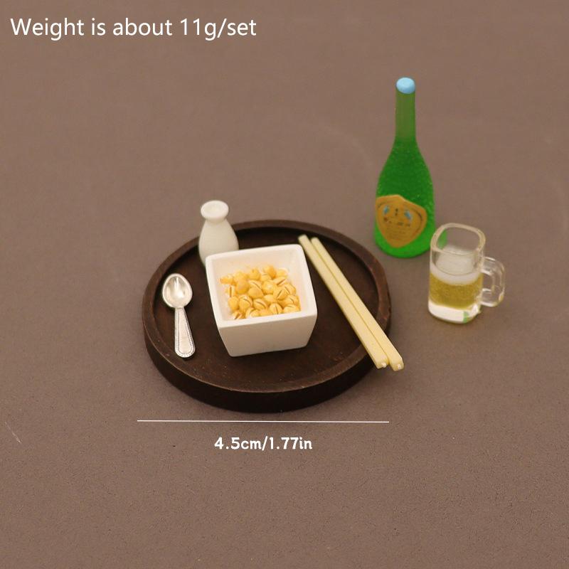 7PCS/set Doll House Accessories 1:12 Dollhouse Miniature Eel Rice Caviar Sake Lamian Noodles Kitchen Model Decor Toy