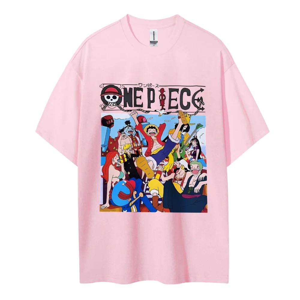 ONE PIECE Cotton Unisex Crewneck Anime TShirt Comfortable Shortsleeved Sports and Casual Mens and Womens Top Popular Tshirt