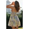 Women's Floral Print Cami Maxi Dress Tie Waist Flowy A-Line Beach Vacation