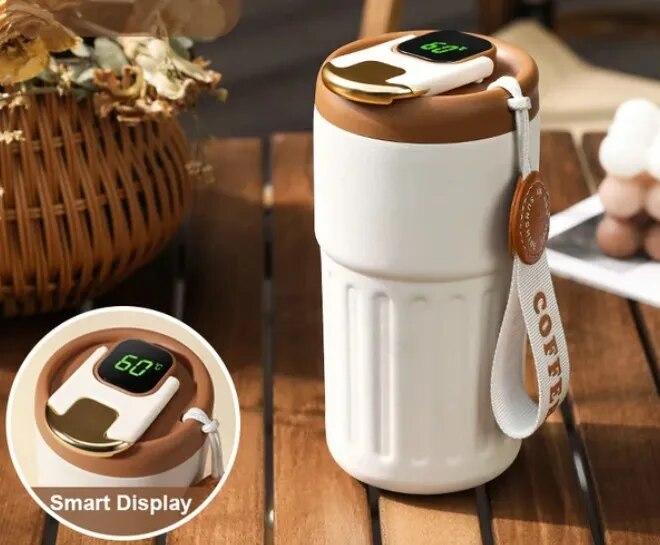 Elegant Insulated Mug LED Smart Temperature Display Keep Cold Insulated Coffee Milk Mug 450ml Large Capacity Stainless Steel
