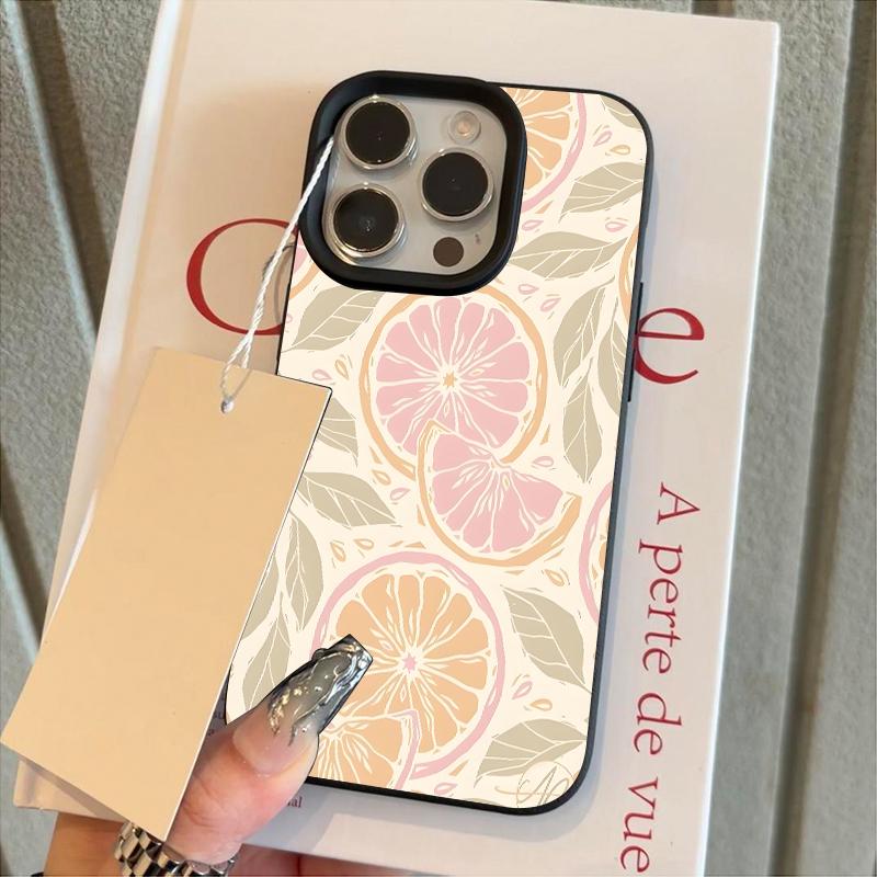 

Simple Lemon Flower Pattern Soft Phone Case For iPhone 16 Pro Max 15 Plus 14 13 12 11 17 Air 17E 16E Lichee Texture Cover iphone 14