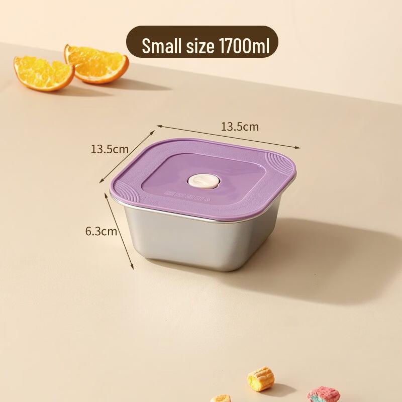 ZISIZ 304 Stainless Steel Square Food Storage Container Set